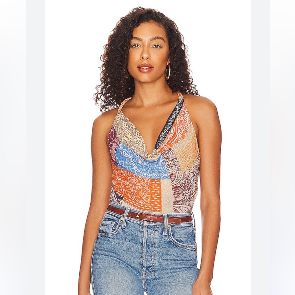 Free People Multicolor Patchwork Crop Top